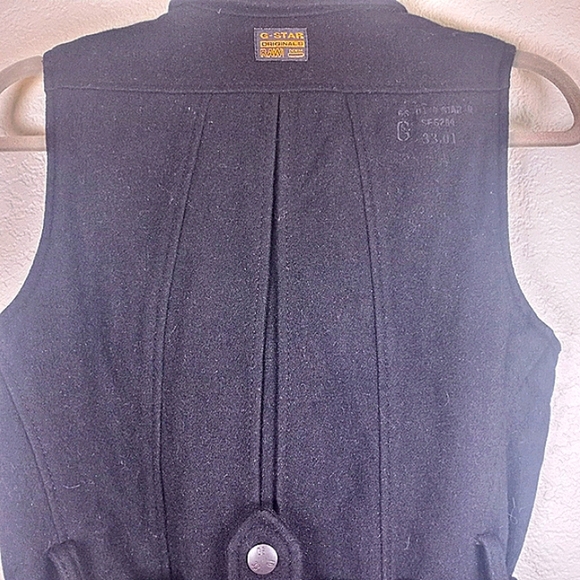 G Star Raw Denim Wool Blend Military Utility Belted Zip Up Vest - Picture 6 of 14